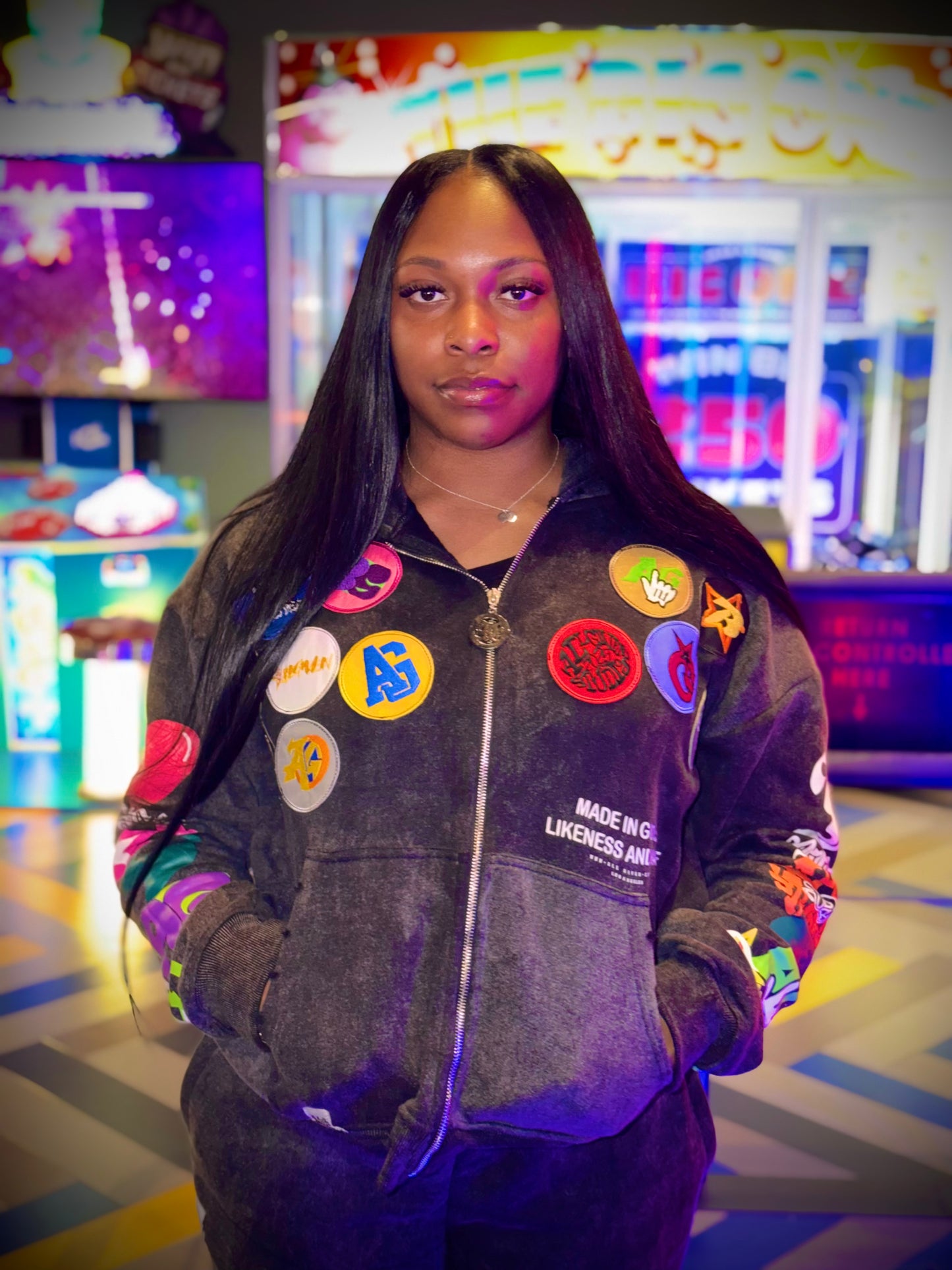 "All Given Studios 'Likeness & Image' Graffiti Badge Zip-Up Hoodie - Limited Edition"