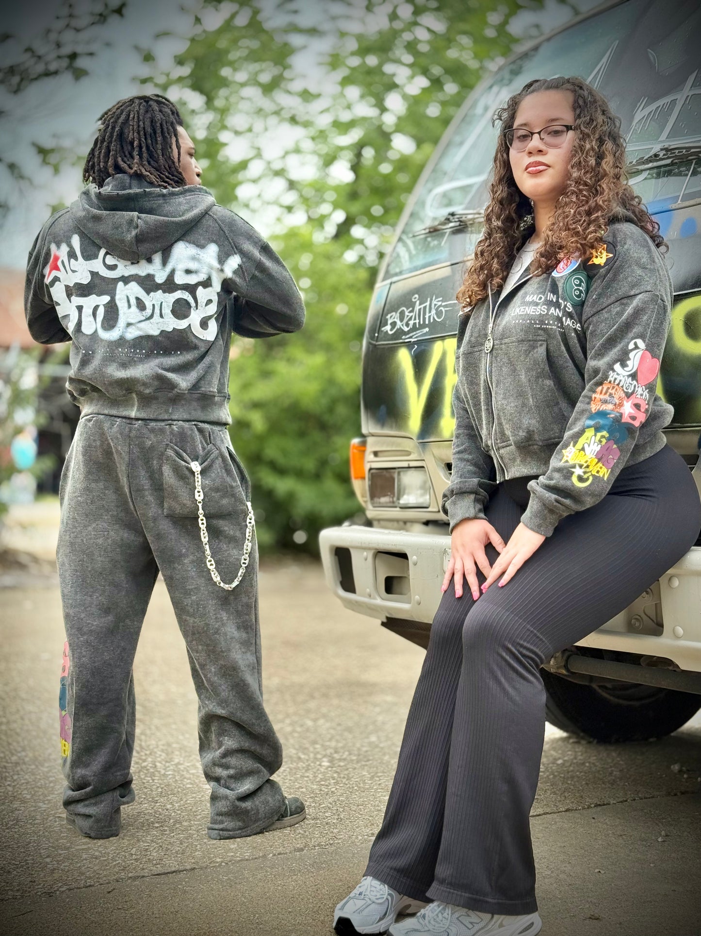 "All Given Studios 'Likeness & Image' Graffiti Badge Zip-Up Hoodie - Limited Edition"