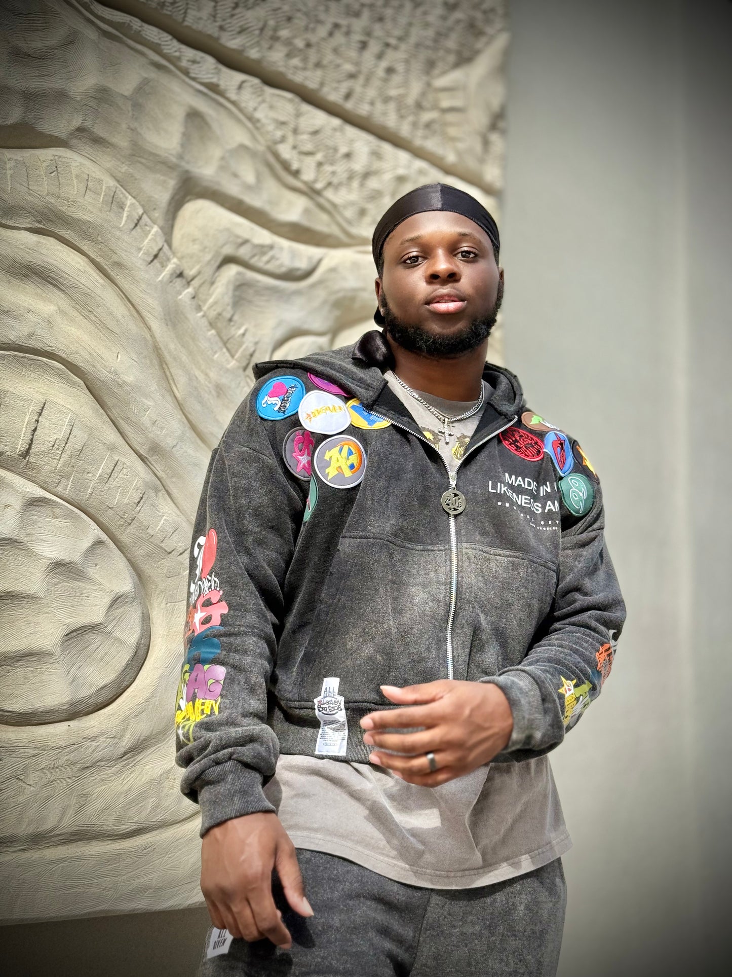 "All Given Studios 'Likeness & Image' Graffiti Badge Zip-Up Hoodie - Limited Edition"